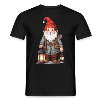 Gnome de Noël avec Gnome de Noël lumineux - T-shirt homme - noir - Devant - AI Model Male 178 light (178cm)