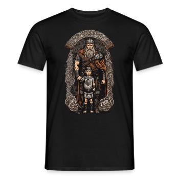 Father with Son Norse Viking Warrior - Men's T-Shirt - black - Front - AI Model Male 178 light (178cm)