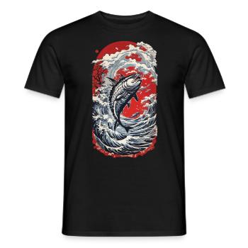 Japan Tunfisch Angeln Ukiyo-E Wellen Kunst - Männer T-Shirt - Schwarz - Vorne - AI Model Male 178 light (178cm)