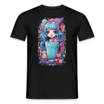 Gothic Kawaii Anime Milkshake Girl Süßigkeiten - Männer T-Shirt - Schwarz - Vorne - AI Model Male 178 light (178cm)
