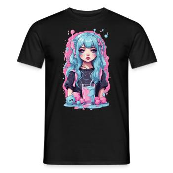 Kawaii Anime Girl Gothic Milkshake Manga Design - Männer T-Shirt - Schwarz - Vorne - AI Model Male 178 light (178cm)