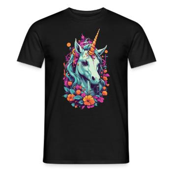 Magical Unicorn in Pastel Rainbow Colors - Men's T-Shirt - black - Front - AI Model Male 178 light (178cm)