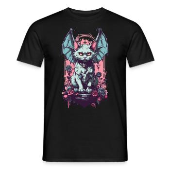 Goth Pastel chat démon Roses amoureux des chats - T-shirt homme - noir - Devant - AI Model Male 178 light (178cm)