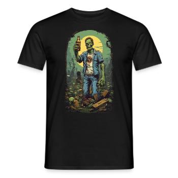 Lustiges Halloween Zombie Bier Retro Party Design - Männer T-Shirt - Schwarz - Vorne - AI Model Male 178 light (178cm)