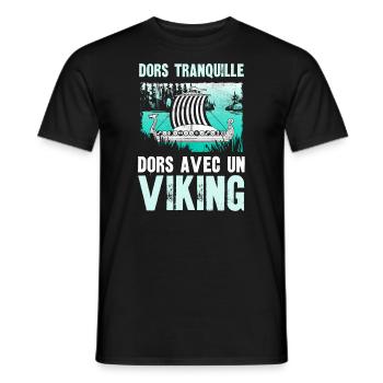 dors tranquille dors avec un viking - T-shirt homme - noir - Devant - AI Model Male 178 light (178cm)