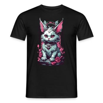Gothic Pastell Katze Aesthetic Streetwear - Männer T-Shirt - Schwarz - Vorne - AI Model Male 178 light (178cm)