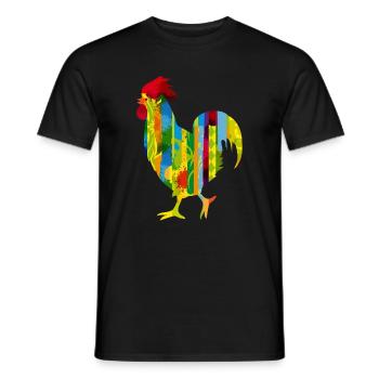 bunter Hahn im Graffiti und Streifen Design - Männer T-Shirt - Schwarz - Vorne - AI Model Male 178 light (178cm)