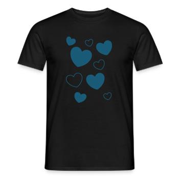 Blue Heart Pattern Heart Pattern Gift - Men's T-Shirt - black - Front - AI Model Male 178 light (178cm)