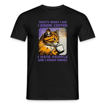 Caffeine-Powered Cat Lover - Men's T-Shirt - black - Front - AI Model Male 178 light (178cm)