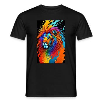 Colorful Art Potrait Lion 1 - Men's T-Shirt - black - Front - AI Model Male 178 light (178cm)