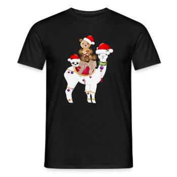 Alpaca, Sloth and Brown Bear Celebrate Christmas - Men's T-Shirt - black - Front - AI Model Male 178 light (178cm)