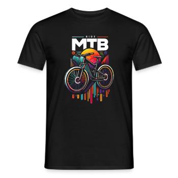 Vibrant MTB Cycling Sunset Design - Men's T-Shirt - black - Front - AI Model Male 178 light (178cm)