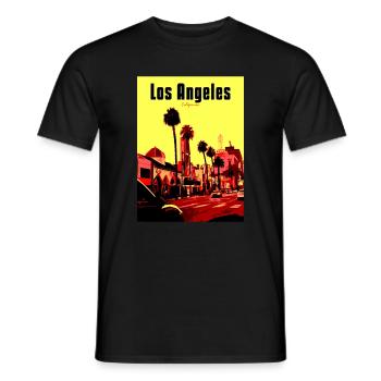 Los Angeles PopArt Straßenszene - Männer T-Shirt - Schwarz - Vorne - AI Model Male 178 light (178cm)