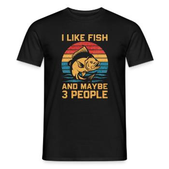J’aime le poisson et peut-être 3 personnes avec de l’humour de pêcheur - T-shirt homme - noir - Devant - AI Model Male 178 light (178cm)