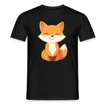 Renard mignon et heureux dans le style dessin animé - T-shirt homme - noir - Devant - AI Model Male 178 light (178cm)