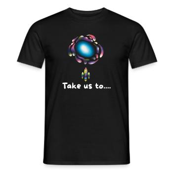 Neon Galaxy Rocket - Men's T-Shirt - black - Front - AI Model Male 178 light (178cm)