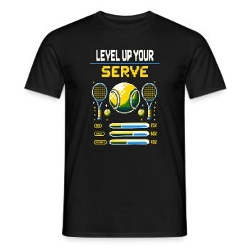 Kids Tennis Level Up your Serve Hoodie T-Shirt - Men's T-Shirt - black - Front - AI Model Male 178 light (178cm)