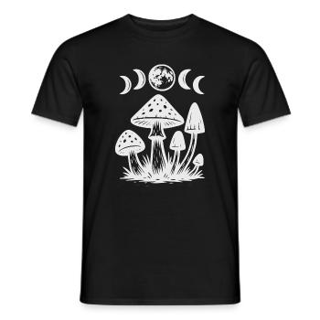 Mushroom Night Myth Design, Moon Phases, Gothic - Men's T-Shirt - black - Front - AI Model Male 178 light (178cm)