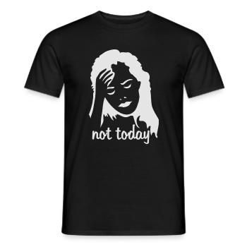 Gestik einer Frau mit Kopfschmerzen - Männer T-Shirt - Schwarz - Vorne - AI Model Male 178 light (178cm)