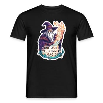 Vieux magicien sorcier - Libérez votre magie intérieure - T-shirt homme - noir - Devant - AI Model Male 178 light (178cm)