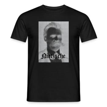 Halftone Philosophical Portrait - Men's T-Shirt - black - Front - AI Model Male 178 light (178cm)