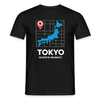 Tokyo Japan Coordinates Reise Motiv - Männer T-Shirt - Schwarz - Vorne - AI Model Male 178 light (178cm)