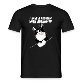 Le chat défie l’autorité - T-shirt homme - noir - Devant - AI Model Male 178 light (178cm)