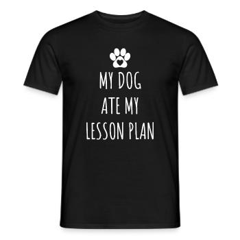 Mon chien a mangé mon plan de cours École drôle de professeurs - T-shirt homme - noir - Devant - AI Model Male 178 light (178cm)