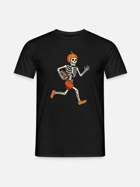 Halloween-Skeleton-Footballspieler - Männer T-Shirt - Schwarz