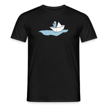 Paper boat with captain - Men's T-Shirt - black - Front - AI Model Male 178 light (178cm)