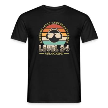 Level 24 - Men's T-Shirt - black - Front - AI Model Male 178 light (178cm)
