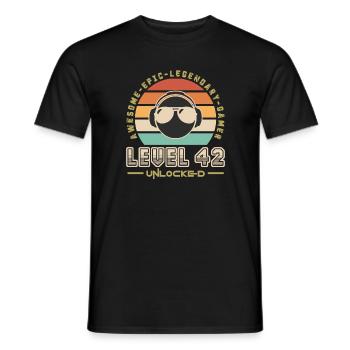 Level 42 - Men's T-Shirt - black - Front - AI Model Male 178 light (178cm)