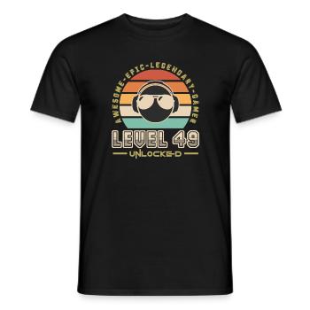 Level 49 - Men's T-Shirt - black - Front - AI Model Male 178 light (178cm)