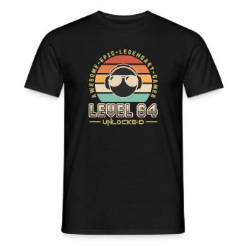 Level 64 - Men's T-Shirt - black - Front - AI Model Male 178 light (178cm)