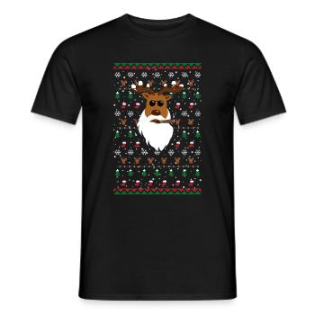 Smoking Reindeer - Ugly Christmas - Men's T-Shirt - black - Front - AI Model Male 178 light (178cm)