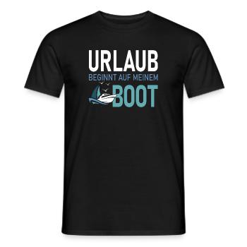 Urlaub beginnt auf meinem Boot -Segelboot - Männer T-Shirt - Schwarz - Vorne - AI Model Male 178 light (178cm)
