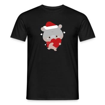 Moo Deng Pygmy Hippo Christmas Love - Men's T-Shirt - black - Front - AI Model Male 178 light (178cm)