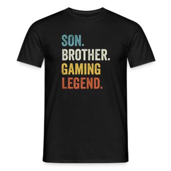 Son Brother Gaming Legend Gamers Gamer - Men's T-Shirt - black - Front - AI Model Male 178 light (178cm)