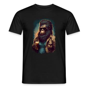 cool gorilla with sunglasses and beer - Men's T-Shirt - black - Front - AI Model Male 178 light (178cm)