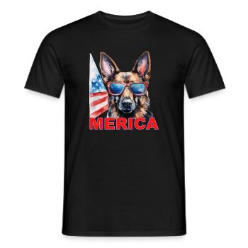 Independence Day 4th of July German Shepherd America - Men's T-Shirt - black - Front - AI Model Male 178 light (178cm)