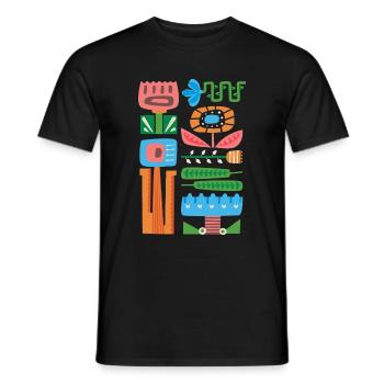 Retro Floral - Men's T-Shirt - black - Front - AI Model Male 178 light (178cm)