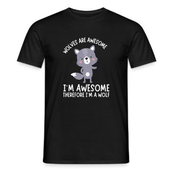Cute Wolf Wolves Are Awesome I'm Awesome Kawaii - Men's T-Shirt - black - Front - AI Model Male 178 light (178cm)