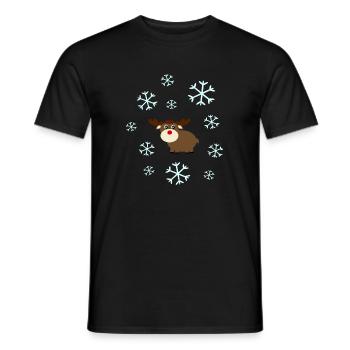 Rentier im Schnee Elche Schneeflocke Weihnachten - Männer T-Shirt - Schwarz - Vorne - AI Model Male 178 light (178cm)