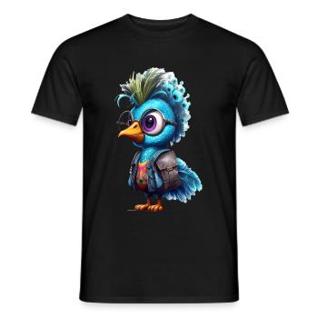 Dessin animé de paon mignon - T-shirt homme - noir - Devant - AI Model Male 178 light (178cm)