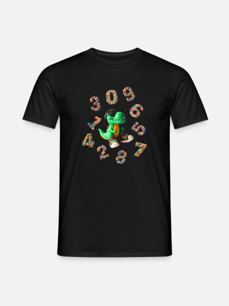 Numbers - Back to School with Dino - Men's T-Shirt - black