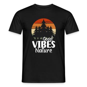 Forest Trees Deer Mountains - Men's T-Shirt - black - Front - AI Model Male 178 light (178cm)