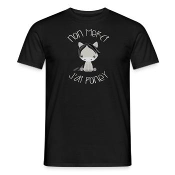 Non merci j'ai poney - T-shirt homme - noir - Devant - AI Model Male 178 light (178cm)