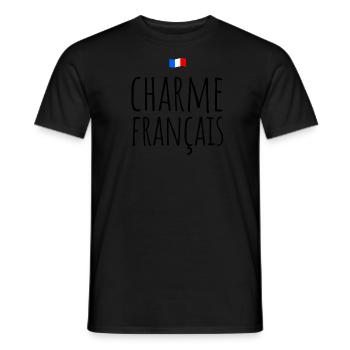 Charme français séduction France - T-shirt homme - noir - Devant - AI Model Male 178 light (178cm)