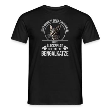 Bengalkatze Schutzengel Katze Katzenspruch Design - Männer T-Shirt - Schwarz - Vorne - AI Model Male 178 light (178cm)