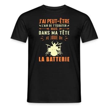 In my head I'm playing drums - Men's T-Shirt - black - Front - AI Model Male 178 light (178cm)